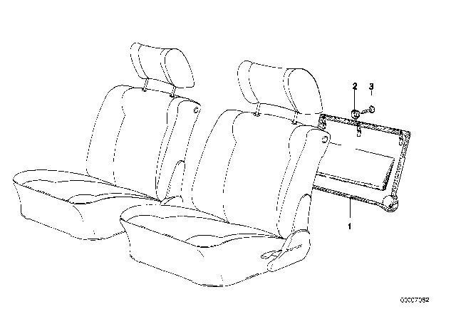 1984 BMW 318i Rear Panel Seat Vinyl Diagram for 52101929767