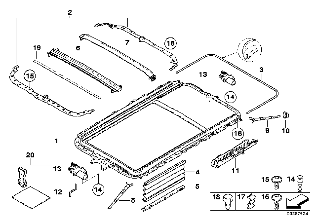 2007 BMW X3 Sliding Lifting Roof Frame Diagram