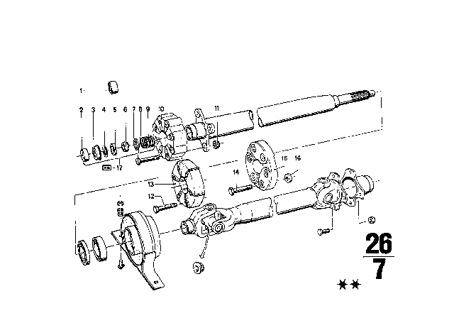 1970 BMW 2002 Drive Shaft, Universal Joint / Centre Mounting Diagram 1