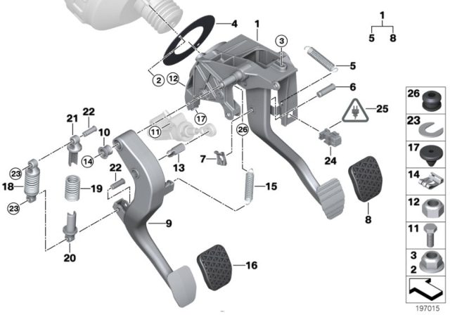 2007 BMW 335i Pedal Assy W Over-Centre Helper Spring Diagram