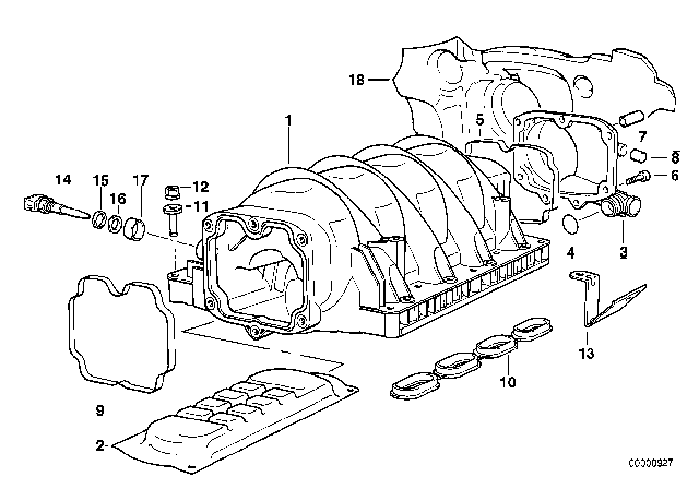 1994 BMW 530i Intake Manifold System Diagram