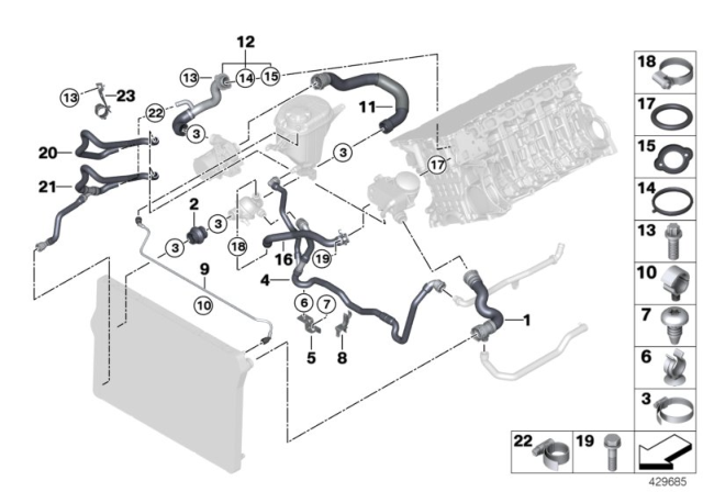 2010 BMW 528i Coolant Hose Diagram for 17127578404