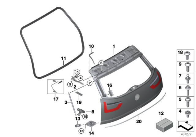 2016 BMW i3 Trunk Lid Diagram