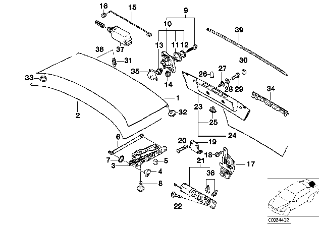 1997 BMW 740iL Trunk Lid Actuator Diagram for 67118360225