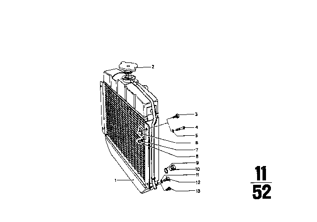 1971 BMW 1602 Engine Cooling Radiator Diagram for 17111115755