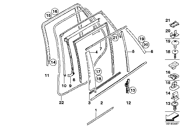 2007 BMW X5 Inner Weatherstrip, Rear Left Door Diagram for 51357228029