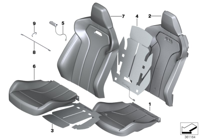 2020 BMW M4 Cloth/Leather Cover Sport Backrest Left Diagram for 52108058291