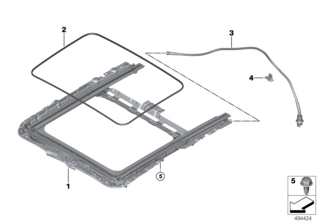 2020 BMW M340i Sliding Lifting Roof Frame Diagram