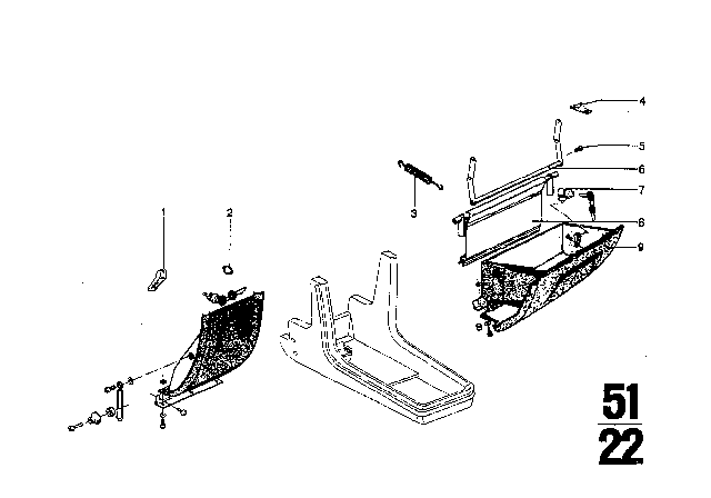 1976 BMW 3.0Si Glove Box Diagram for 51161816812