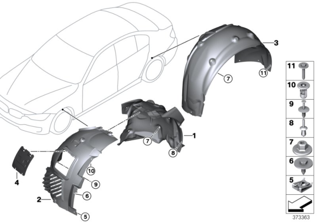 2017 BMW M3 Wheel Arch Trim Diagram