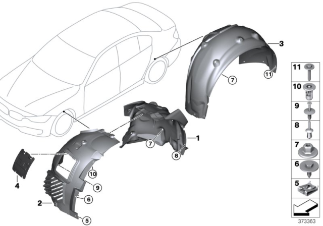 2018 BMW M3 Wheel Arch Trim Diagram