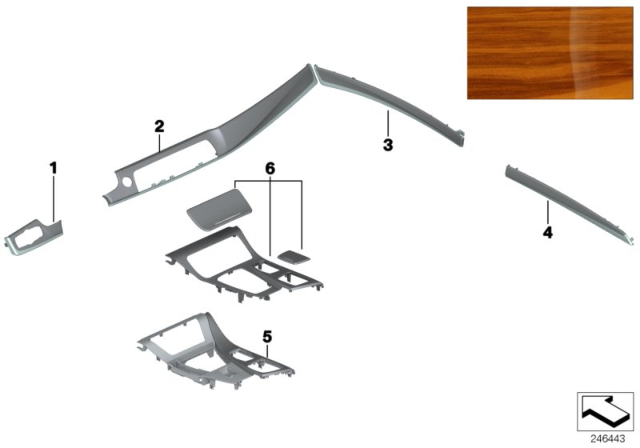 2014 BMW 550i Individual Wood 'Satin Walnut Honigbraun' Diagram