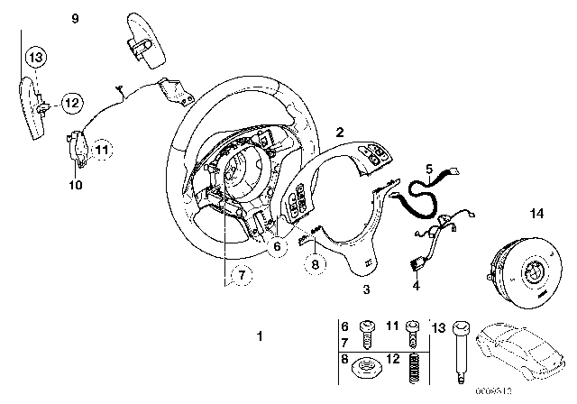 2005 BMW M3 Connecting Line, Steering Wheel Diagram for 61318386947
