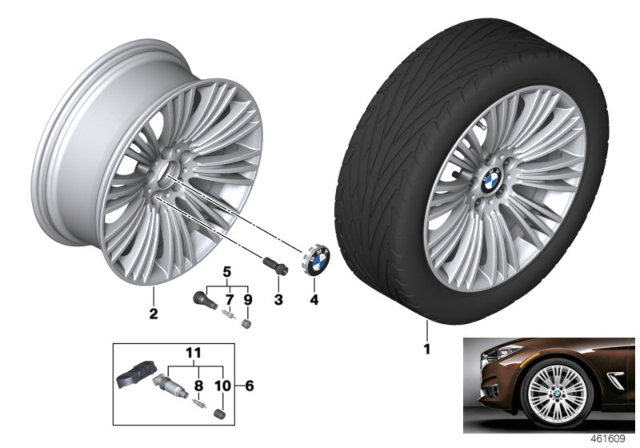 2015 BMW 335i GT xDrive Disc Wheel, Light Alloy, Bright-Turned Diagram for 36106854680