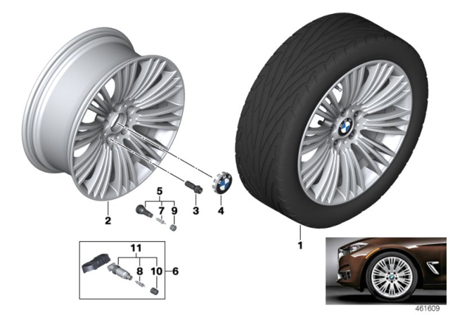 2015 BMW 328i GT BMW LA Wheel, W-Spoke Diagram