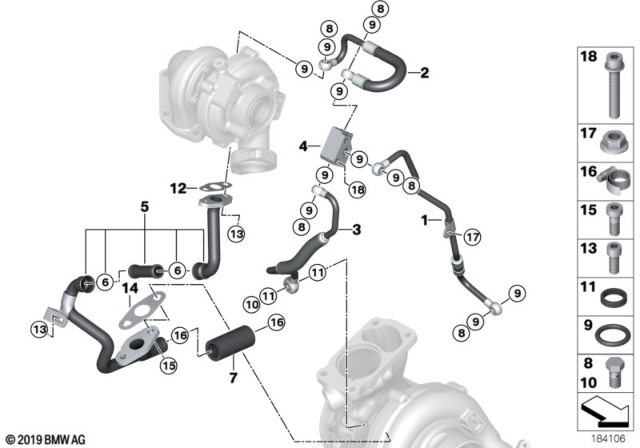 2013 BMW X5 Oil Supply, Turbocharger Diagram