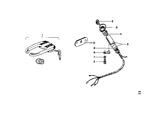 1969 BMW 2000 Steering Lock / Ignition Switch Diagram