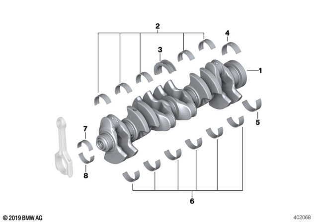 2019 BMW M4 Crankshaft With Bearing Shells Diagram