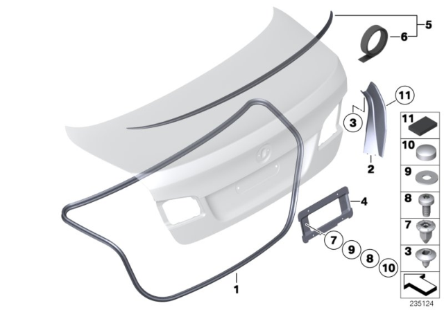 2013 BMW M5 Trunk Lid Sealing Diagram for 51767260916