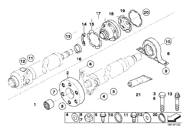 2006 BMW 530xi Drive Shaft, Single Components Diagram