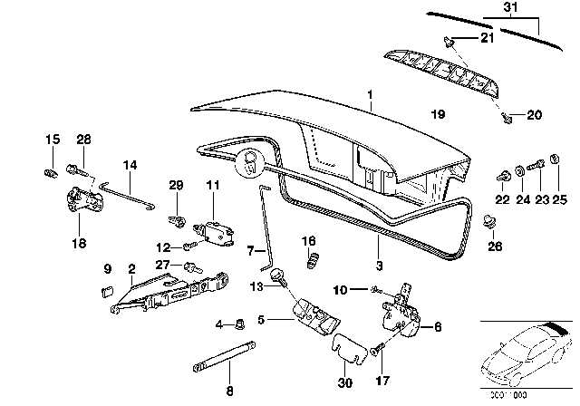 1994 BMW 325i Trunk Lid / Closing System Diagram