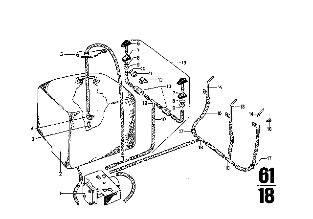 1972 BMW Bavaria Washer Fluid Reservoir Diagram for 61661356190