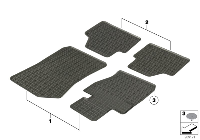 2013 BMW X1 Set Floor Mats Rubber Sdrive Front Diagram for 51472240908