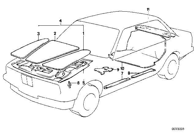 1990 BMW 325i Sound Insulation Diagram 1