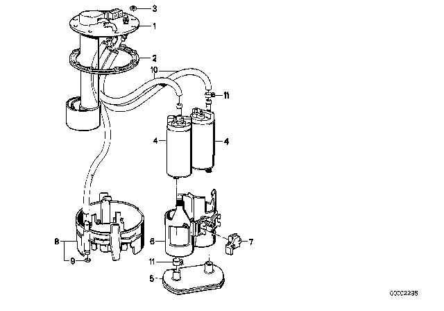 1994 BMW 750iL Fuel Gauge Sending Unit Diagram for 16141180893