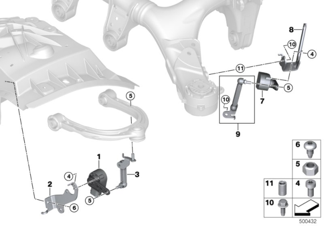 2020 BMW 840i Bracket, Level Sensor, Right Diagram for 37146869138