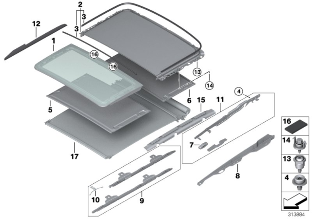 2012 BMW 328i Panorama Glass Roof Diagram 2