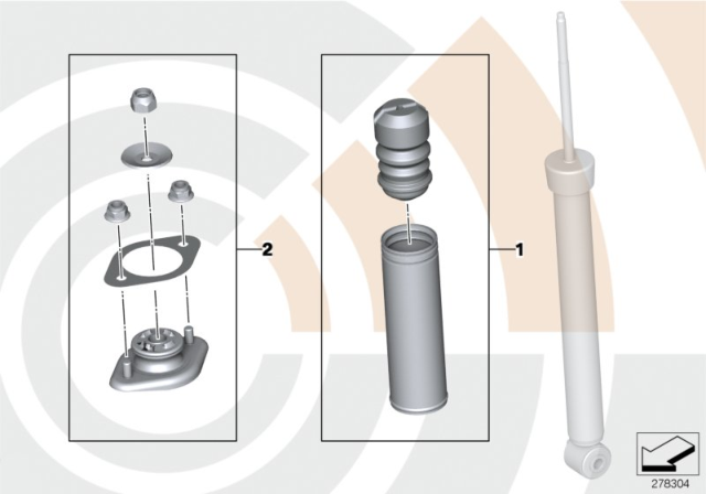 2001 BMW 325i Repair Kits, Shock Absorbers, Rear Diagram