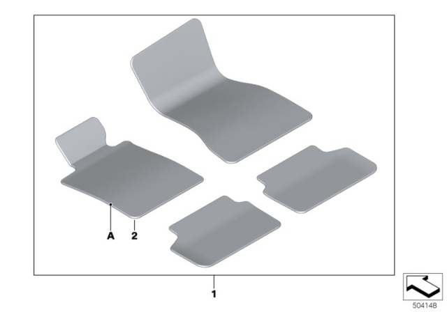 2020 BMW 330i xDrive Individual Floor Mats Diagram