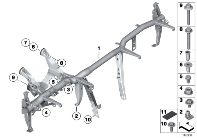 2010 BMW 550i GT Supporting Tube, Instrument Panel Diagram for 51459216171