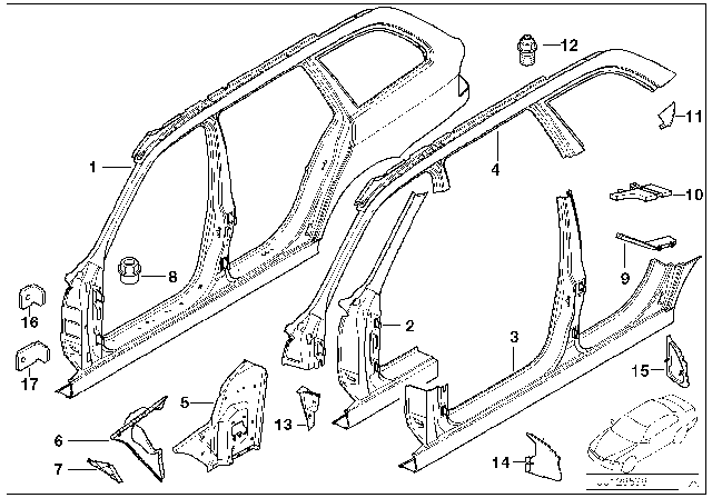 2001 BMW 540i Side Frame Diagram