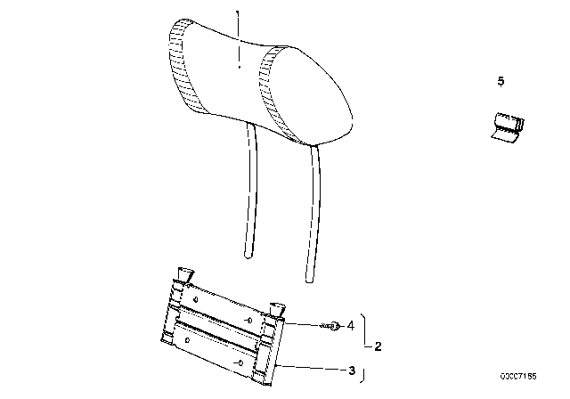 1977 BMW 630CSi Headrest, Rear Diagram