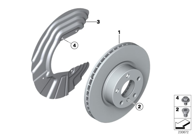 2016 BMW X4 Front Brake / Brake Disc Diagram