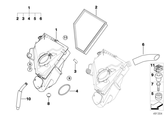 2011 BMW 335d Intake Silencer / Filter Cartridge Diagram