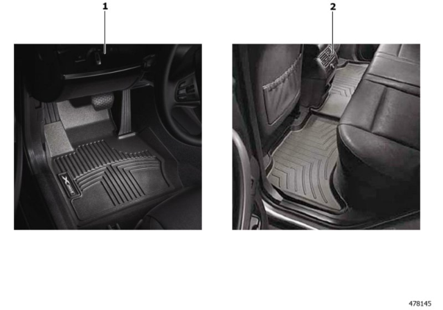 2011 BMW X3 All Weather Floor Liners Diagram