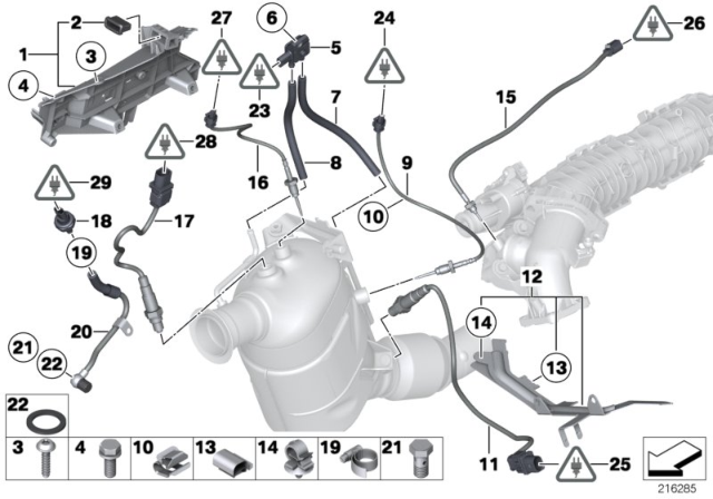 2017 BMW 328d Pipe, Exhaust-Gas Pressure Diagram for 13627811935