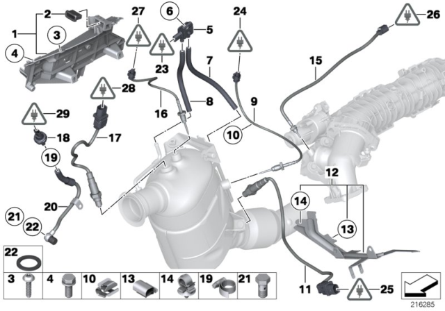 2016 BMW 328d Diesel Particulate Filtration Sensor / Mounting Parts Diagram 1