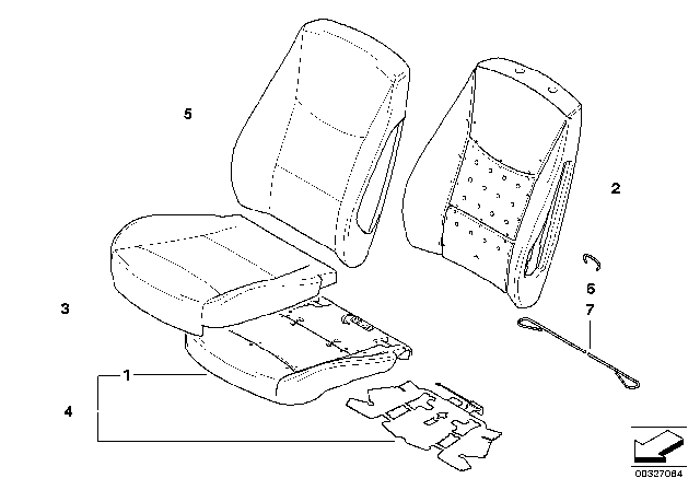 2007 BMW 328xi Seat, Front, Cushion & Cover Diagram 4