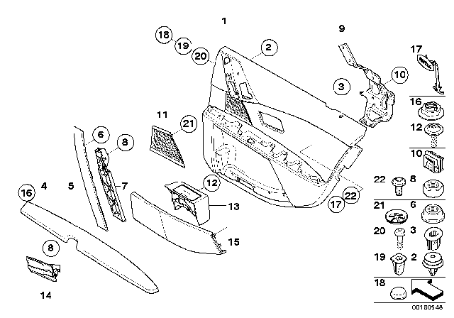 2006 BMW M5 Door Lining Leather Rear Right Diagram for 51427898106