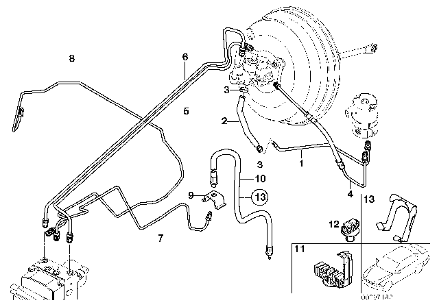 2000 BMW X5 Front Brake Pipe, DSC Diagram 1