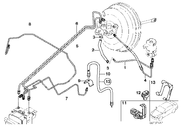 2001 BMW X5 Front Brake Pipe, DSC Diagram 1