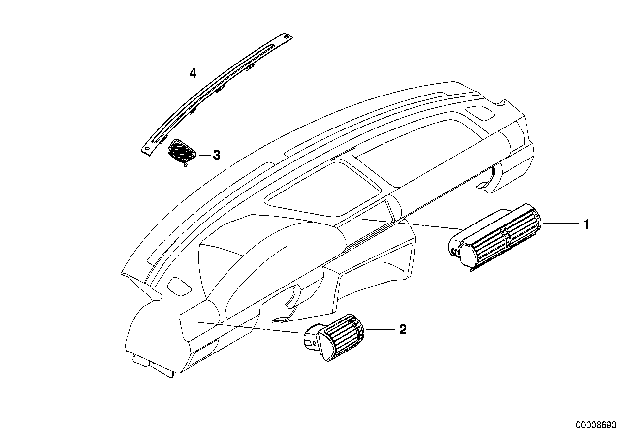 1995 BMW 318ti Fresh Air Grille, Left Diagram for 64228390217