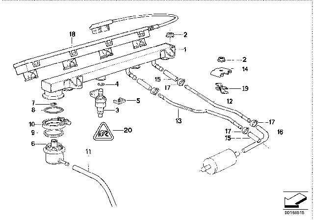 1991 BMW 318is Feed Line Diagram for 13531734195