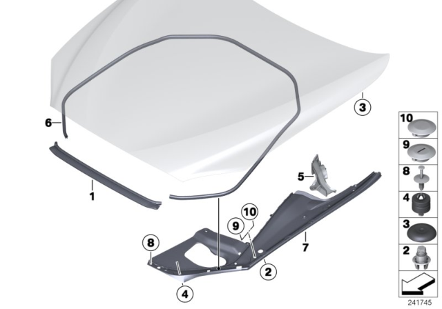 2012 BMW 650i Bonnet Seals Diagram