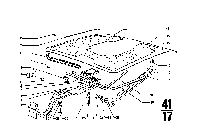 1974 BMW 3.0CS Trunk Lid Diagram for 41621814141