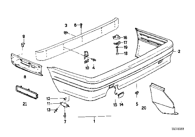 1991 BMW 325i Rear Apron M Technic Diagram